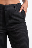 Nova 01High Straight Suit Pants - Black Striped