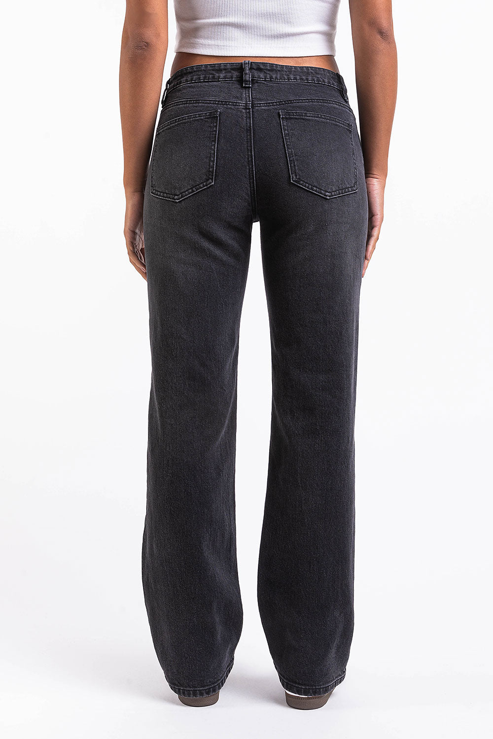 Dina 02Mid Straight Jeans - Washed Black