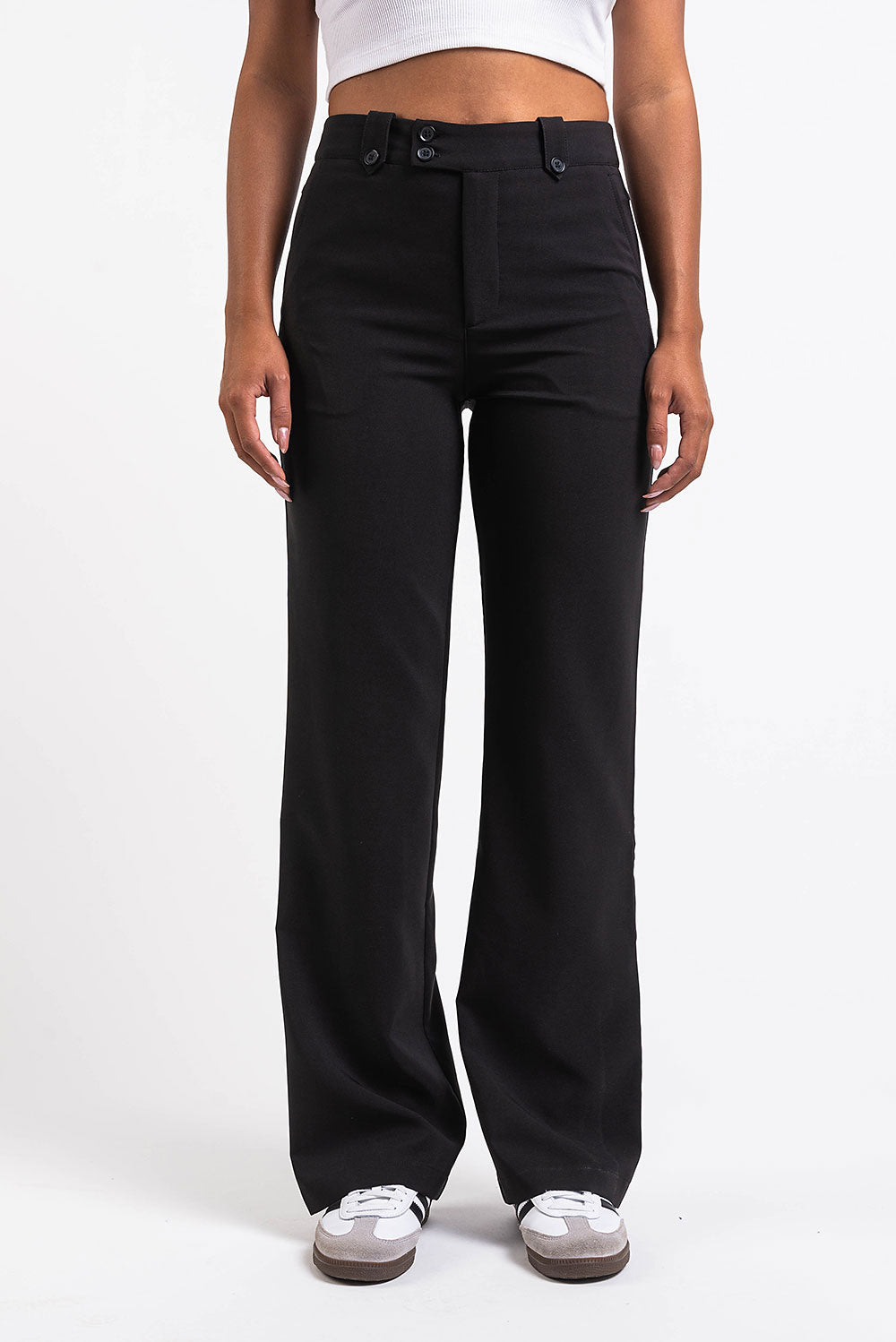 Bonnie 02High Straight Suit Pants - Black