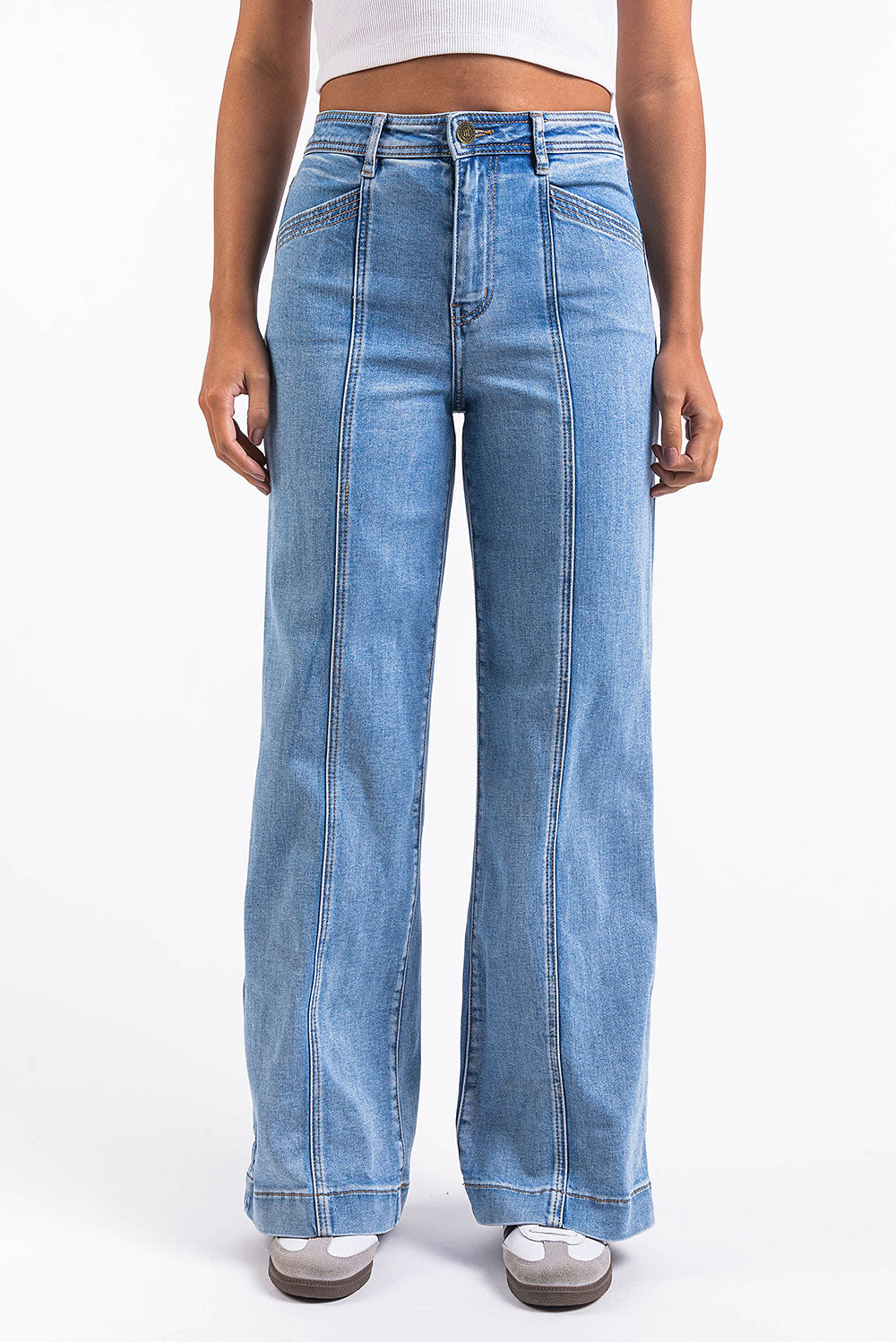Amy 01High Wide Jeans - Mid Blue